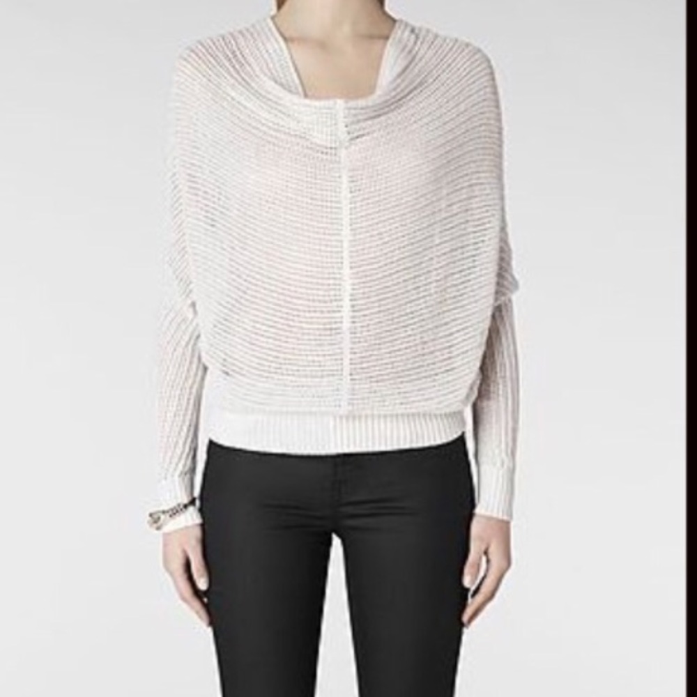 All Saints ERNST COWL KNIT JUMPER IN NATURAL